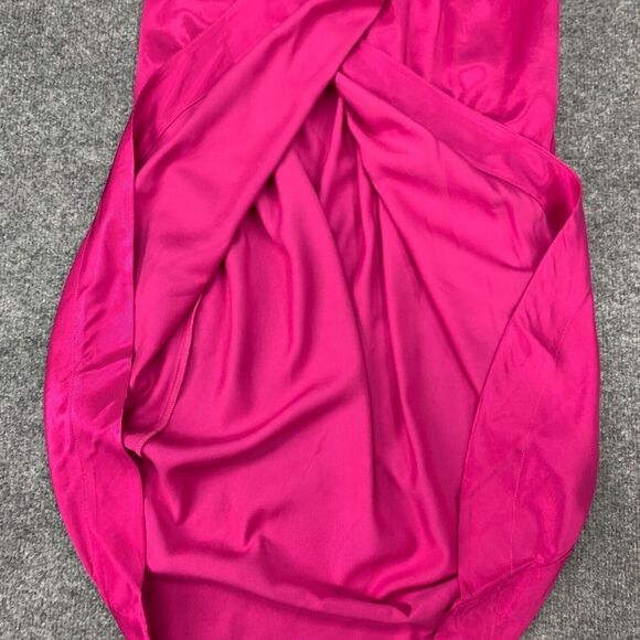 Maeve Tulip Satin Skirt Women 2 Anthropologie Pink Front Split Button Front Wrap - Picture 8 of 16